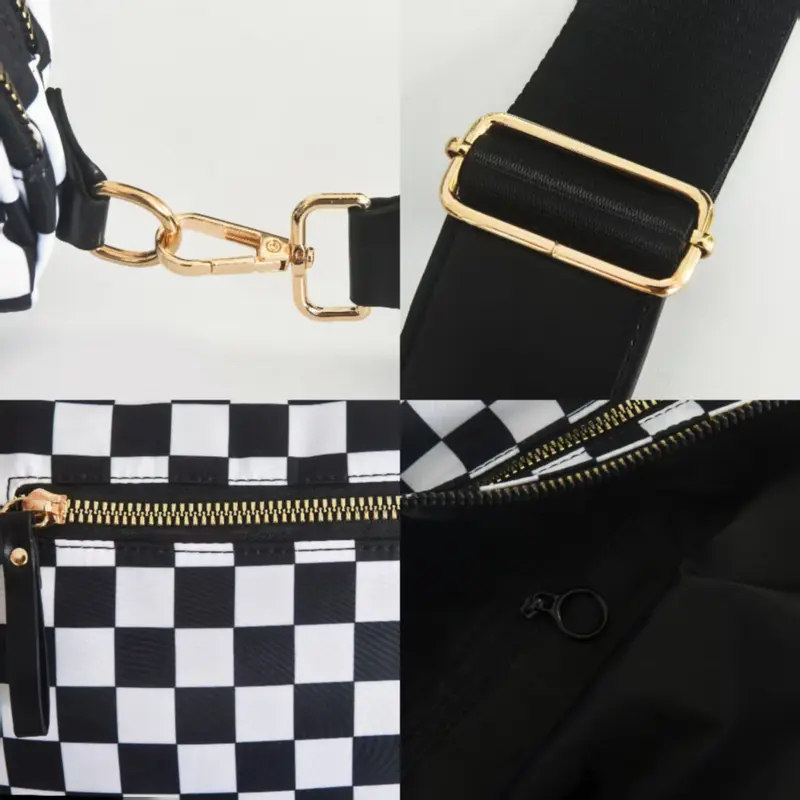 Women's Checkered Crossbody Bag, Large Capacity Nylon Shoulder Bag with Adjustable Strap for Everyday Essentials