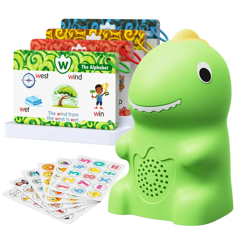 Dinosaur Talking Flash Cards for Kids, Interactive Learning Cards with Montessori Phonics & Sight Words, 148 Cards 592 Words Educational Toy