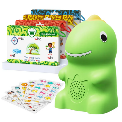 Dinosaur Talking Flash Cards for Kids, Interactive Learning Cards with Montessori Phonics & Sight Words, 148 Cards 592 Words Educational Toy