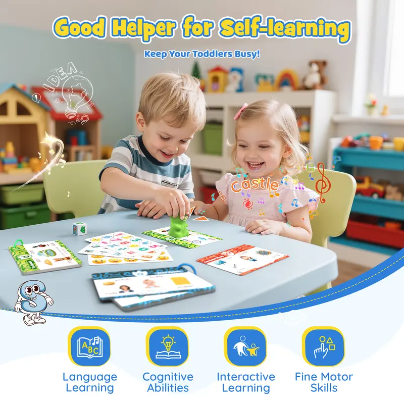 Dinosaur Talking Flash Cards for Kids, Interactive Learning Cards with Montessori Phonics & Sight Words, 148 Cards 592 Words Educational Toy